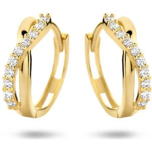 Marie-Celeste Klapoorringen Zirkonia 12,5 mm - Goud