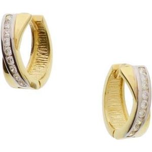 Klapoorringen - Bicolor - 14K Geelgoud - Zirkonia