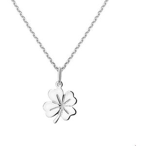 collier hanger klavertje 41 + 4 cm zilver gerhodineerd 1323638