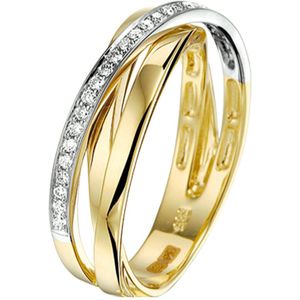 Ring - Bicolor Goud Geel/Wit - Diamant 0.16ct H Si - Gepolijst