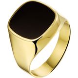 Zegelring - Geelgouden Zegelring - Zwart Onyx - Gepolijst