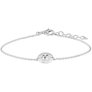 The Fashion Jewelry Collection Armband Letter H 1,3 mm 15,5 + 2,5 cm - Zilver