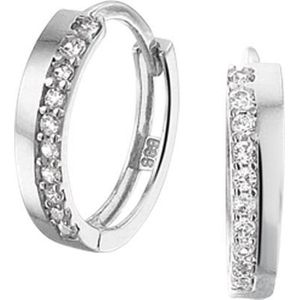 The Jewelry Collection Klapoorringen Zirkonia - Witgoud