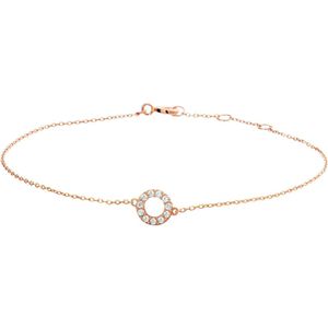 Armband - Roségoud - 14k - Rondje Zirkonia - 16.5 cm