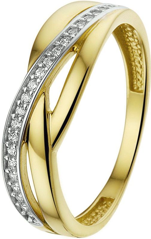Ring - Geelgoud - Zirkonia - Gepolijst - Sieraden