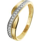 Ring - Bicolor - Zirkonia - Geel- en Witgoud - 14K - Gepolijst