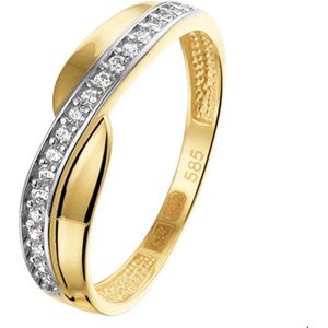 Ring - Zirkonia - 14K Geelgoud - Bicolor Geel- en Witgoud