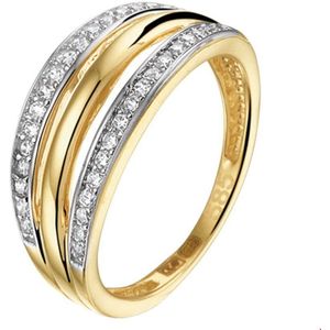 Ring - Zirkonia - 14K Geelgoud - Bicolor Geel- en Witgoud