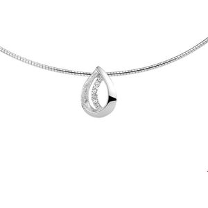 The Jewelry Collection - Ketting - Zilver - Gescratcht - Zirkonia 1,0 mm 45 cm