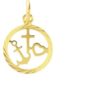 hanger geloof, hoop en liefde gediamanteerd 14K geelgoud 4018522