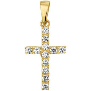 Hanger - Kruis Zirkonia - Goud (Geelgoud) - Gepolijst - 1 Stuk