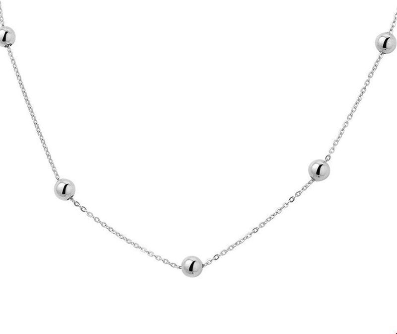 TFT - Collier - Witgoud - 5 x Schuifbol - 1,0 mm - Draaglengtes 40-42-44 cm