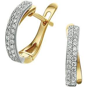 klapoorringen diamant 0.18ct (2x0.09ct) h si 14K bicolor goud geel/wit 4207826