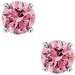TFT Oorknoppen met Roze Zirkonia Zilver Gerhodineerd Glanzend 4mm