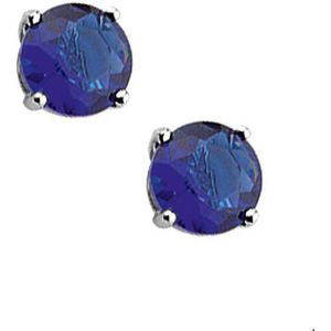 TFT Oorknoppen Zirkonia Zilver Gerhodineerd Glanzend 6mm blauw topaas/aqua
