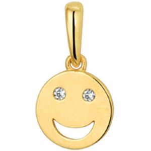 Hanger - Geelgoud - 14K - Smiley - Zirkonia