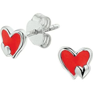 The Kids Jewelry Collection Oorknoppen Hartjes - Zilver Gerhodineerd