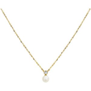 collier parel en zirkonia 41- 43 - 45 cm 14K geelgoud 4018917