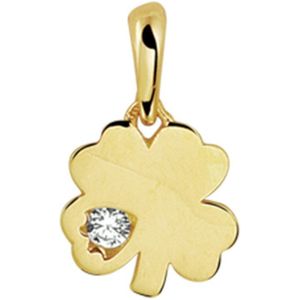 The Jewelry Collection - Klaver Hanger - Goud - Zirkonia - 13 mm hoog