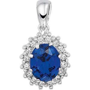 The Jewelry Collection - Hanger - Zilver - Zirkonia en Synthetische Saffier