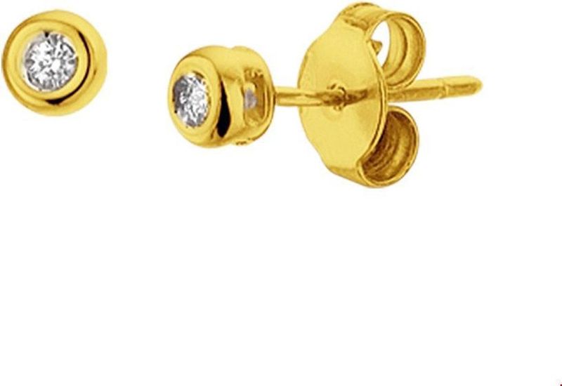 TFT Oorknoppen Diamant 0.04ct (2x0.02ct) H SI Geelgoud Glanzend