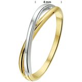 Ring 14K Bicolor - Goud - Geel/Wit - 4mm Brede Ring - Poli Afwerking