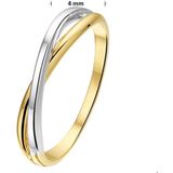 Ring 14K Bicolor - Goud - Geel/Wit - 4mm Brede Ring - Poli Afwerking