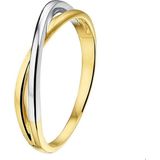 Ring 14K Bicolor - Goud - Geel/Wit - 4mm Brede Ring - Poli Afwerking