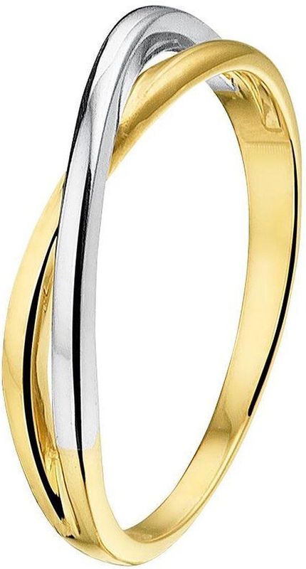 Ring 14K Bicolor - Goud - Geel/Wit - 4mm Brede Ring - Poli Afwerking