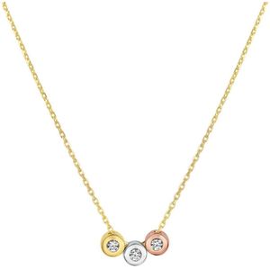 Collier - Tricolor - 14K Goud - 42-44-46 cm - Zirkonia