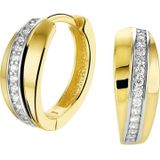 Klapoorringen - Bicolor - 14K Geelgoud - Zirkonia - 14.5x5.5mm