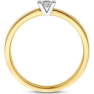 Bicolor Gouden Ring - Diamant 0.075ct H SI - 16.50 mm (52)