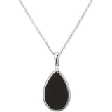 Collier - Onyx - 42 cm - Gerhodineerd 925 Zilver - Met Karabijnsluiting