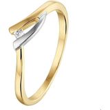 Ring - Bicolor Goud Geel/Wit - Diamant 0.022ct H Si - Gepolijst