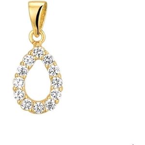 Huiscollectie - Hanger - Geelgoud - 6,5 x 14 mm - Zirkonia