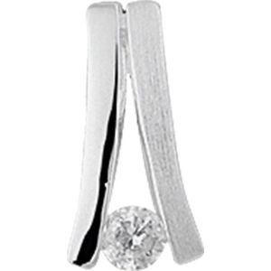 The Jewelry Collection Hanger Zirkonia Poli/mat - Zilver