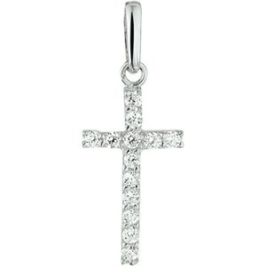 Hanger - Witgoud - Kruis - 14K - Zirkonia - 13.5x7.5mm