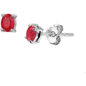 Witgouden Oorknoppen robijn 4104653
