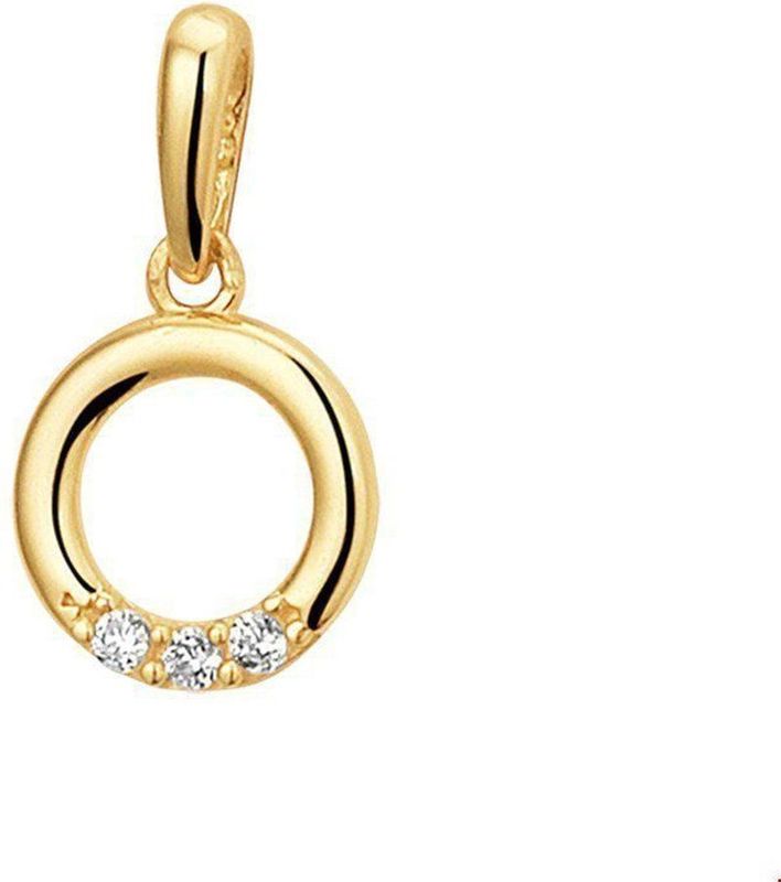 Hanger - Geelgoud - Zirkonia - 14K - Diameter 7.5mm