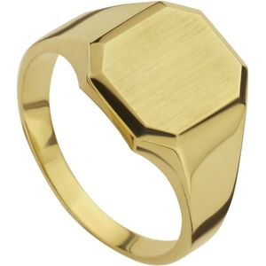 graveerring massief mat gediamanteerd 14K geelgoud 4019706
