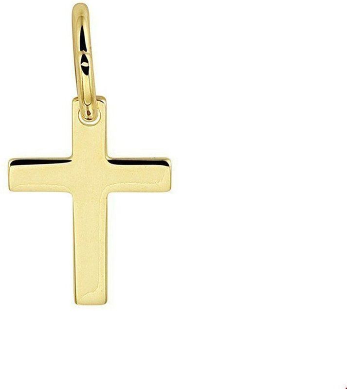 Geelgoud - Hanger Kruis - Massief - 14K - 10x7.5mm