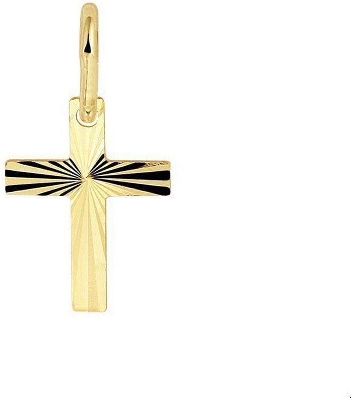 Massieve Kruis Hanger - Geelgoud - 14 Karaats - 7,5x10mm