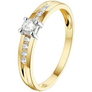 ring zirkonia 14K bicolor goud geel/wit 4208278
