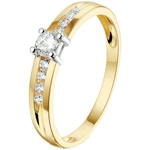 ring zirkonia 14K bicolor goud geel/wit 4208279
