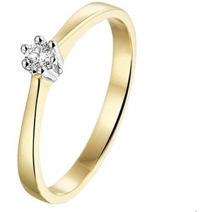 Ring - Bicolor - 14K Goud - Geel/Wit - Diamant 0.10Ct H Si