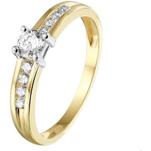 Ring - Bicolor - Goud Geel/Wit - 14K - Zirkonia - 4208302