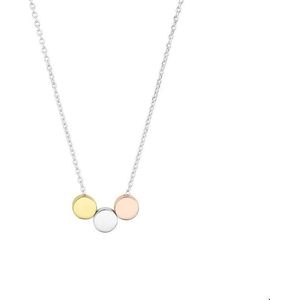 Collier - Tricolor - Zilver Verguld - 41 + 4 cm - 925 Gerhodineerd