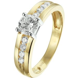 Ring - Bicolor - 14K Goud - Geel/Wit - Zirkonia
