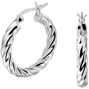 TFT - Gedraaide Buis - Oorringen - Zilver Gerhodineerd - 26x4mm