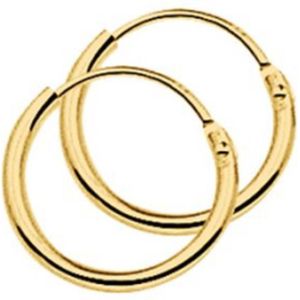 Geelgoud op Zilveren oorringen ronde buis 2100744